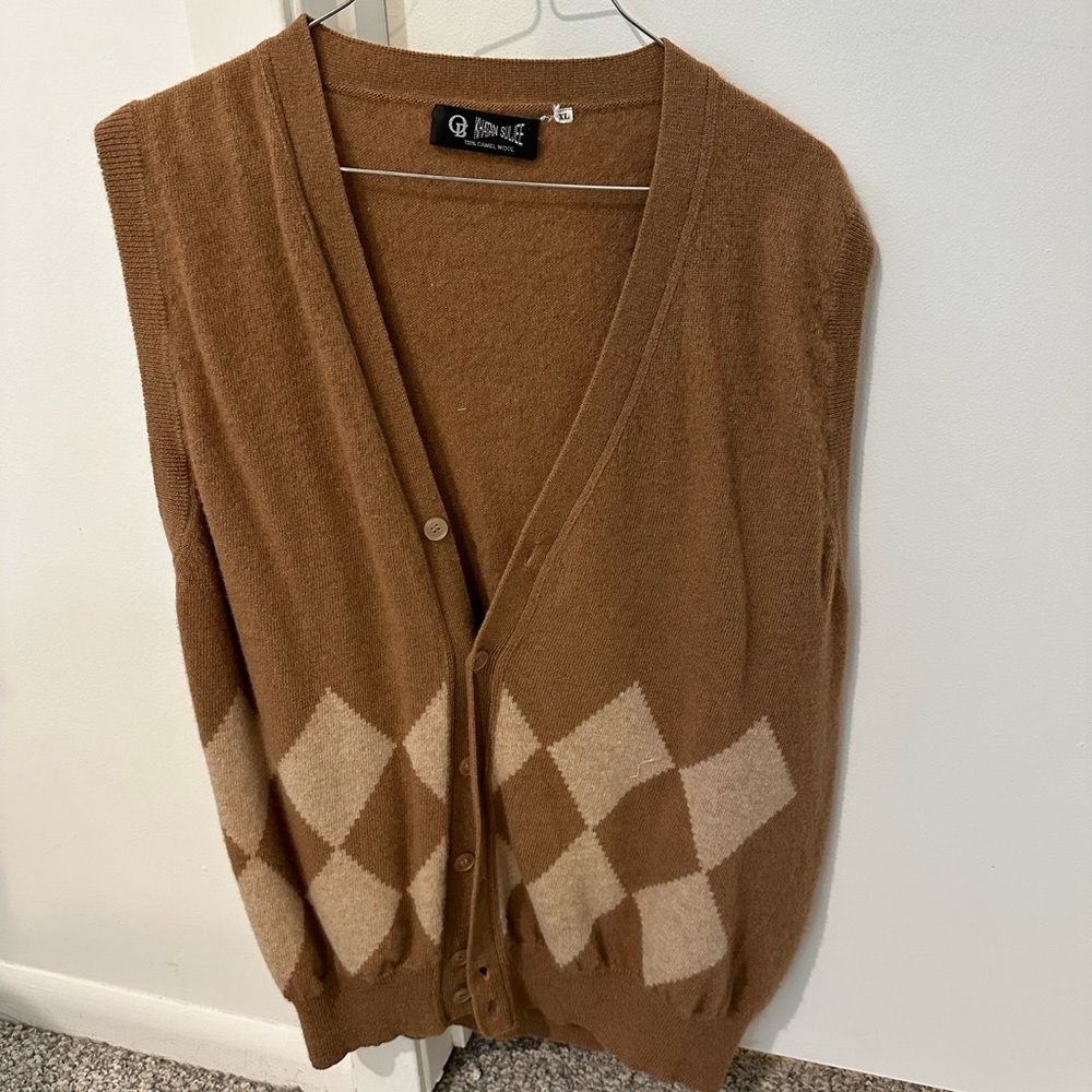 Vintage Argyle Cardigan Sweater Vest